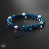 Bracelet macramé en perles d'apatite bleues de 6mm pour hommes et femmes.Zahros