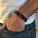 bracelet de perles œil de tigre hématite et indonésienne noire. Zahros