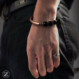 Bracelet en cuivre et pierre obsidienne, style et d'efficacité en matière de santé, et de bien-être général.Zahros.com