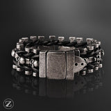  BRACELET SQUELETTE-rock-biker-harley-motard-rock métal-cuir et métal-cuir et métal-ZAHROS.